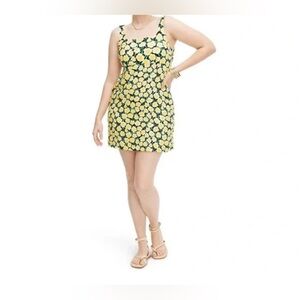 90's Shift Yellow Poppy Mini Dress Diane von Furstenberg Size 6 NWT